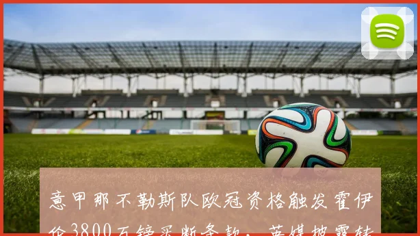 意甲那不勒斯队欧冠资格触发霍伊伦3800万镑买断条款,英媒披露转会细节